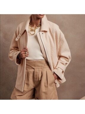 Banana Republic NWT Ivory Oversized Balmacaan Jacket Size Small